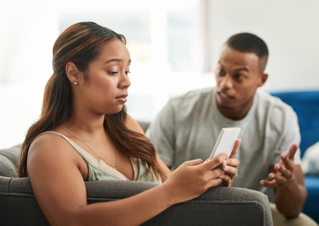 couple dealing with unresolved relationship problems and tension