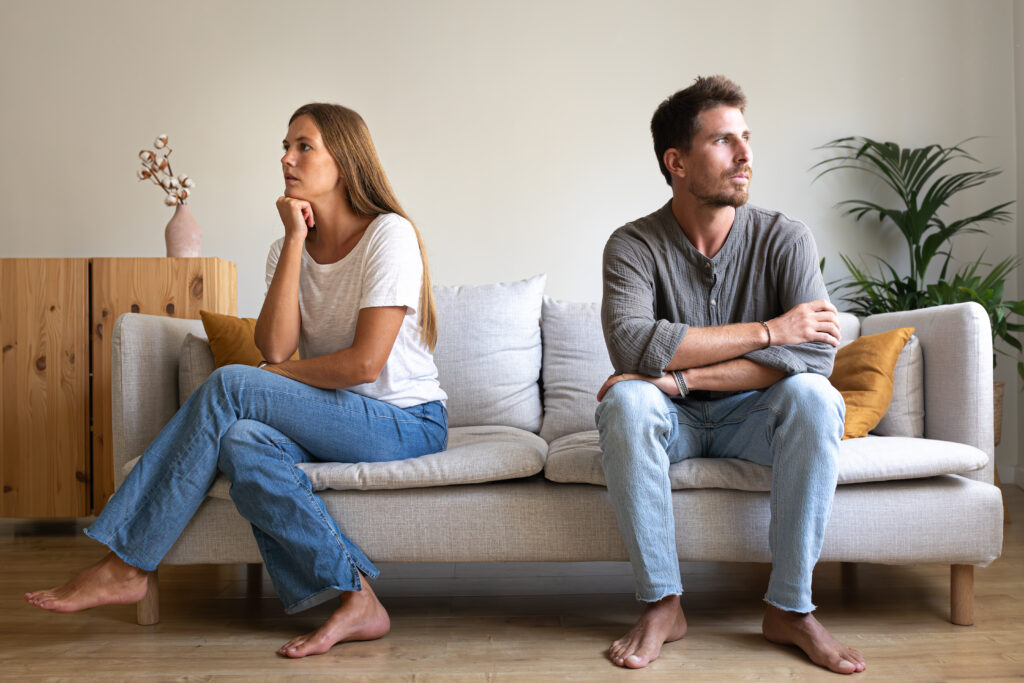 A couple experiencing emotional disconnection and tension