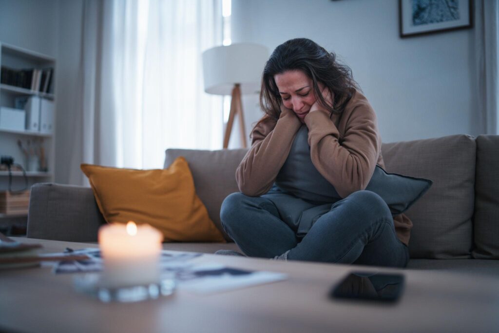 Person emotionally stressed and worried about relationship problems and breakup